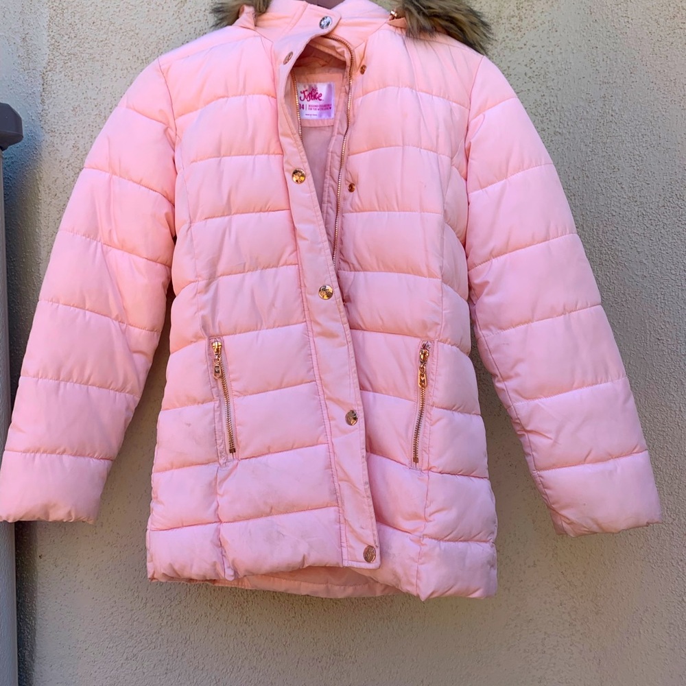 Justice pink puffer jacket